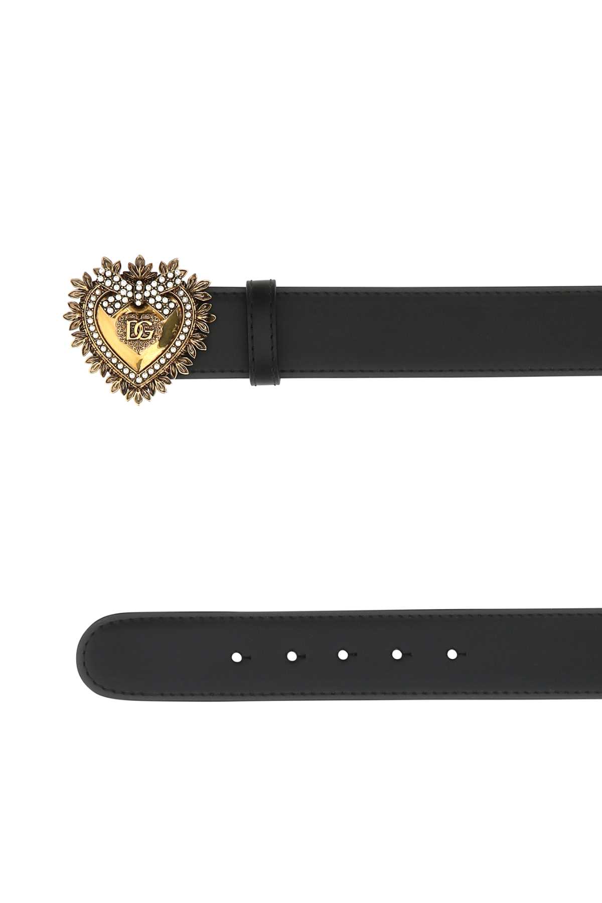 Black leather belt BE1315AK86180999 (Dolce & Gabbana / ベルト・サスペンダー ) | Dolce & Gabbana (ドルチェガッバーナ)(1)