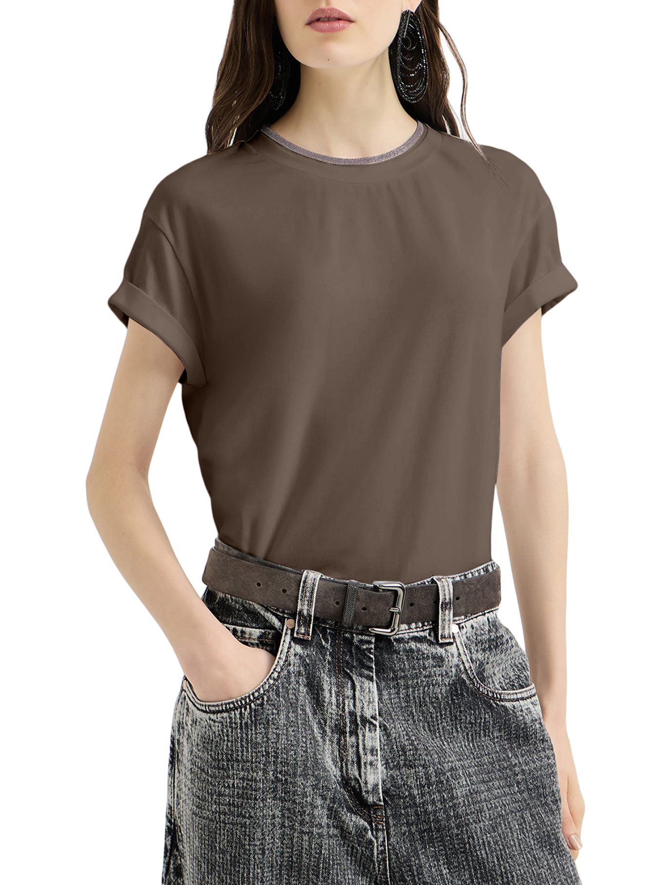 JERSEY T-SHIRT WITH PRECIOUS FAUX LAYERING M0T18BD200C8705 (Brunello Cucinelli / Tシャツ・カットソー ) | Brunello Cucinelli (ブルネロ・クチネリ)(2)
