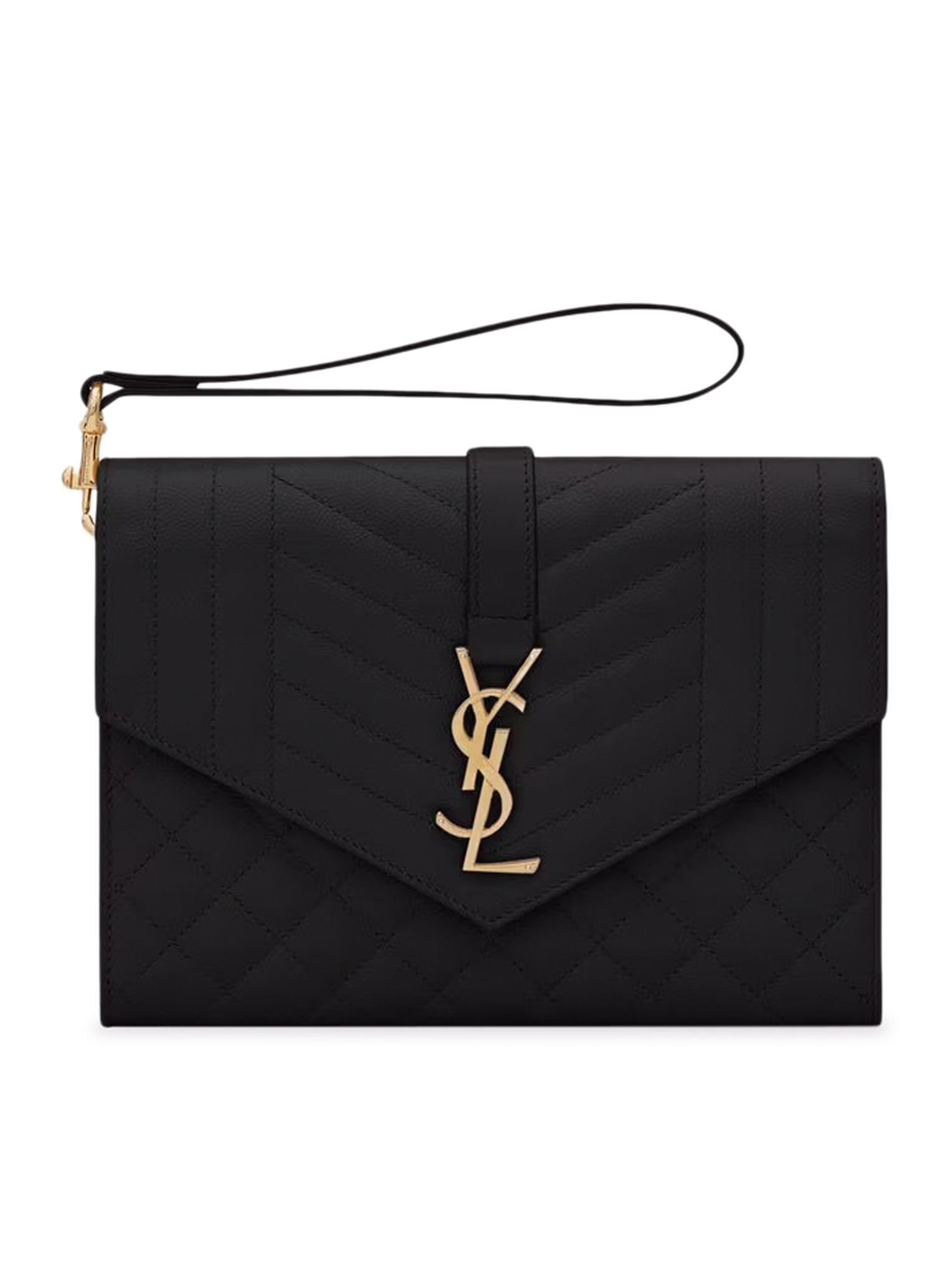 ENVELOPE POUCH IN GRAIN DE POUDRE MIX MATELASSÉ EMBOSSED LEATHER 651030BOW911000 (Saint Laurent / クラッチバッグ・ポーチ ) | Saint Laurent (サンローラン)