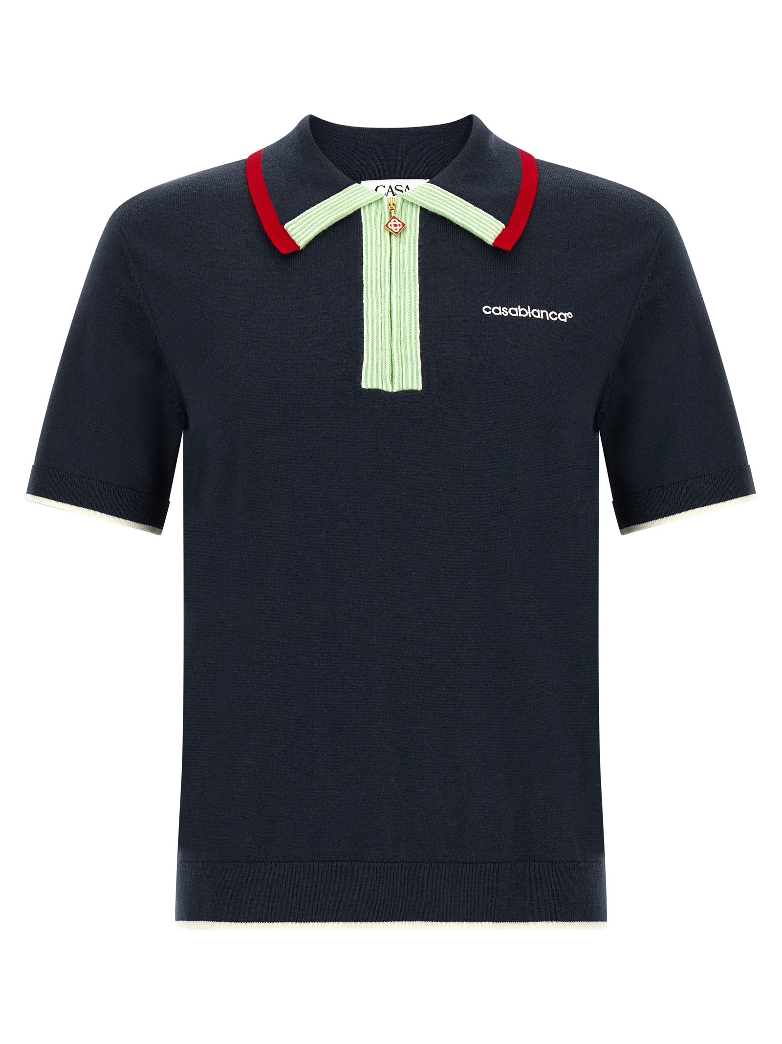 Knit polo shirt with zip MPF26KW84601NAVY (Casablanca / ポロシャツ ) | Casablanca (カサブランカ)