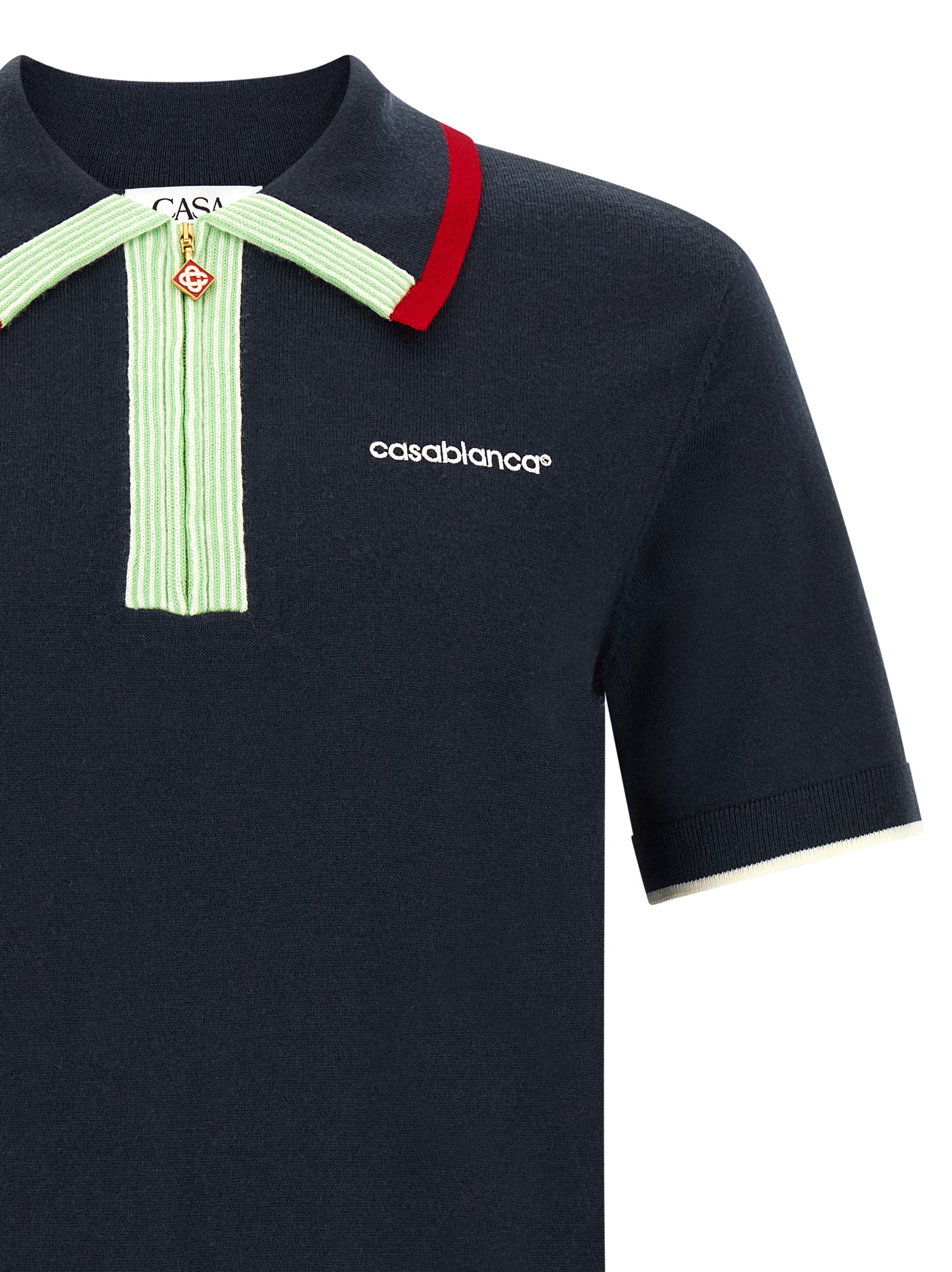 Knit polo shirt with zip MPF26KW84601NAVY (Casablanca / ポロシャツ ) | Casablanca (カサブランカ)(2)