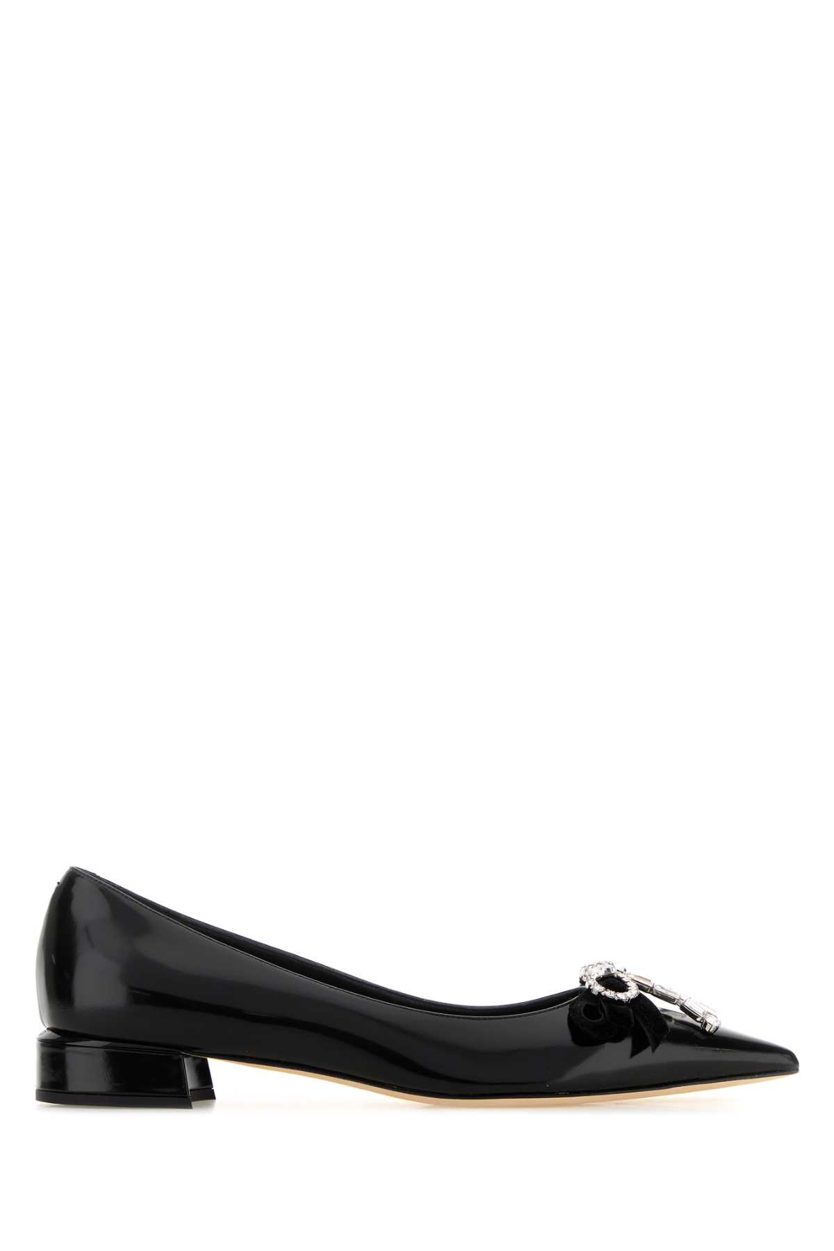 Black leather Auria ballerinas AURIAFLATBSVBLACKCRYSTAL (JIMMY CHOO / フラットシューズ ) | JIMMY CHOO (ジミー チュウ)