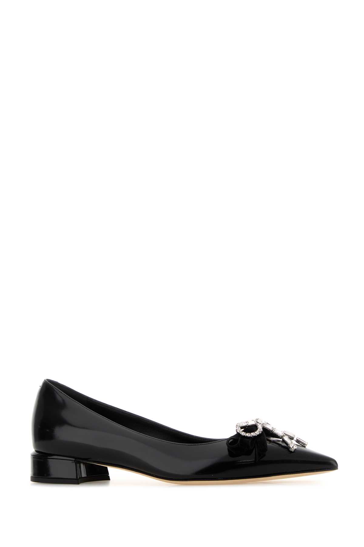 Black leather Auria ballerinas AURIAFLATBSVBLACKCRYSTAL (JIMMY CHOO / フラットシューズ ) | JIMMY CHOO (ジミー チュウ)(1)