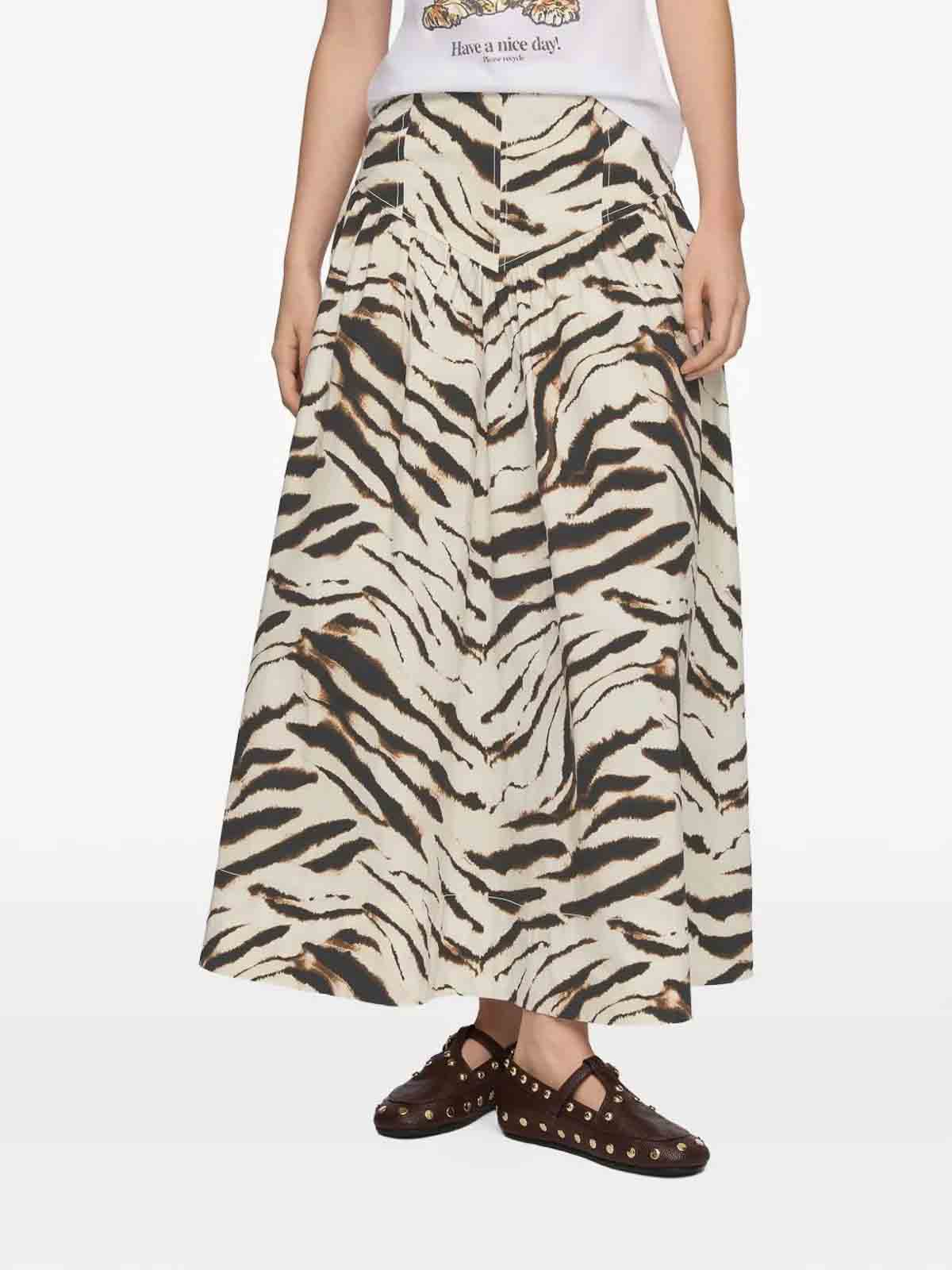 Printed Stretch Cotton Long Skirt Egret A1090288135 (GANNI / スカート ) | GANNI (ガニー)(3)