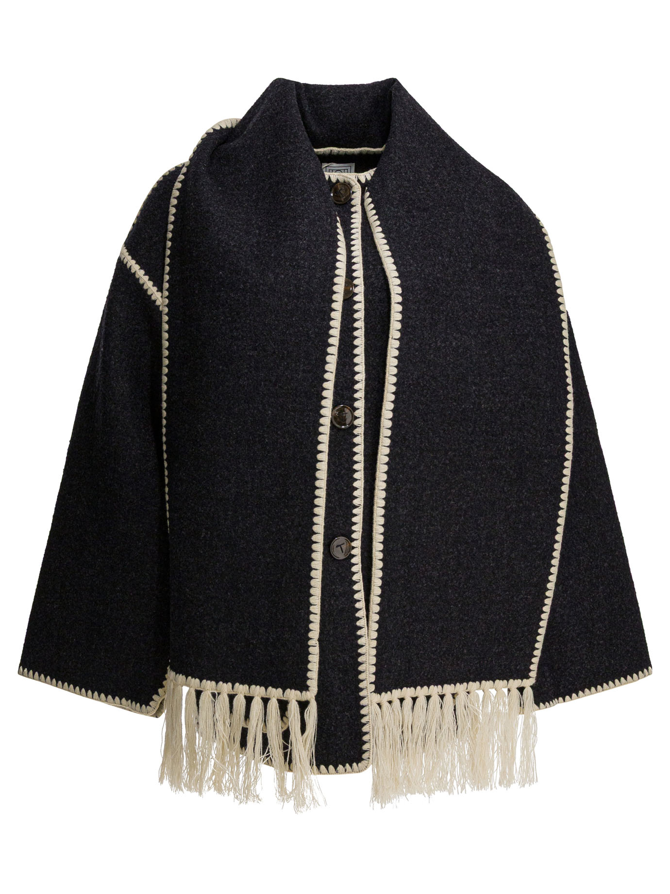 Short coat with attached scarf 244WRO918FB0292083DARK (TOTEME / カジュアルジャケット ) | TOTEME (トーテム)