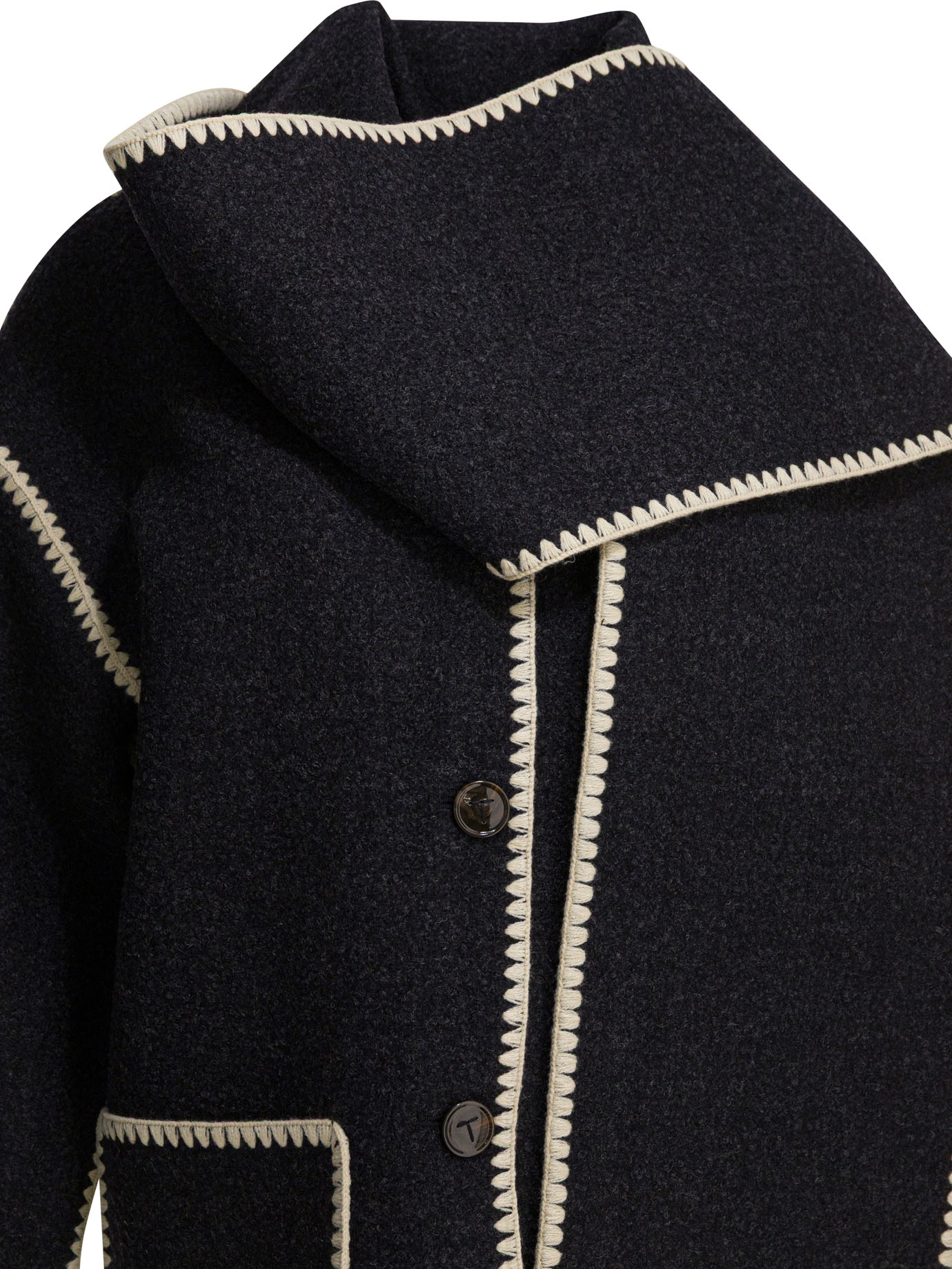 Short coat with attached scarf 244WRO918FB0292083DARK (TOTEME / カジュアルジャケット ) | TOTEME (トーテム)(2)